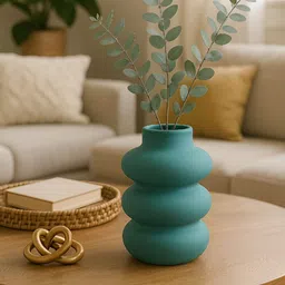 GLOBALLY INDIAN Ripple Curve Aqua Vase-image-55