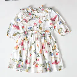 BAESD Girls Conversational Printed Fit & Flare Dress-5