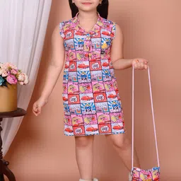 IKONIC FASHION Girls Printed Tie-Up Neck Bodycon Dress-image-54