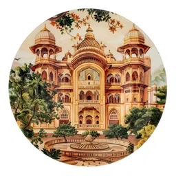 Aari Beyond Decor Brown & Green Printed Ceramic Round Wall Plate-image-56