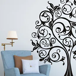 LANSTICK Black Big Tree Self Adhesive Big Tree Wall Sticker-image-1