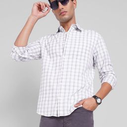 Peregrine by Pantaloons Men Gingham Checked Spread Collar Pure Cotton Casual Shirt-image-87