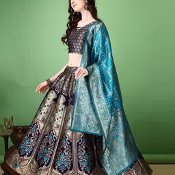 SWAMI STUDIO Ready to Wear Lehenga & Unstitched Blouse With Dupatta image 4