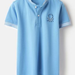 United Colors of Benetton Boys Solid Mandarin Collar Regular Fit Cotton T-shirt-image-36