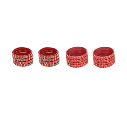 1ST TIME Set Of 16 Red Alloy Artificial Stones & Beads Bangles-picture-27