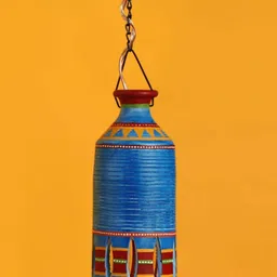 AAKRITI ART CREATIONS Roma-C Blue Printed Terracotta Pendant Ceiling Lamp-image-58