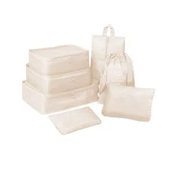 HOUSE OF QUIRK Beige 7 Pieces Waterproof Packing Cubes With Pouch & Toiletry Bag-27
