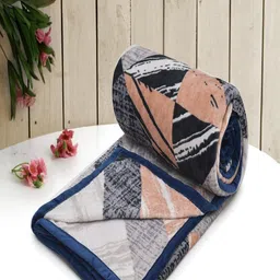 RRC Multicoloured Geometric Mink Mild Winter 300 GSM Double Bed Blanket-image-46