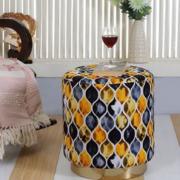 Shadowkart Blue & Yellow Velvet Pouffe Sitting Ottomans-image-63