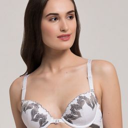 MAKCLAN Floral Printed Underwired Lightly Padded All Day Comfort Dry Fit Plunge Bra-image-24