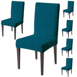 HOKIPO Brown 6 Pieces 190 GSM Textured Jacquard Stretchable Chair Cover-image-85
