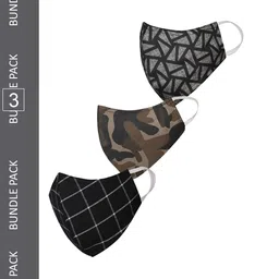 VASTRAMAY Pack of 3 Printed Reusable 3-Ply Protective Outdoor Cloth Face Masks-image-1