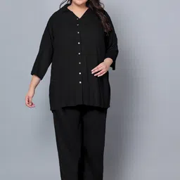 Indietoga Plus Size Shirt Collar Shirt With Trousers-picture-11