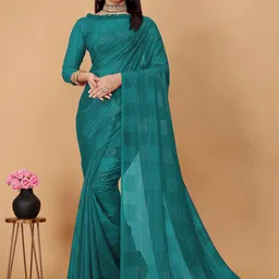 K 5 Fashion Checked Pure Georgette Saree-picture-5