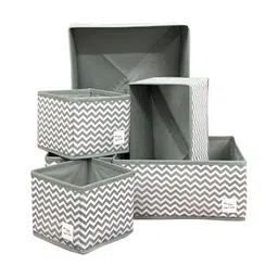 HOUSE OF QUIRK Grey Set of 6 Regular Drawer Organiser Organisers-44