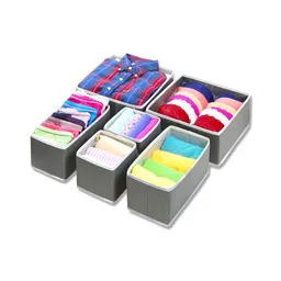 HOUSE OF QUIRK Grey Set of 6 Regular Drawer Organiser Organisers-39