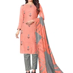 MANVAA Floral Embroidered Sequinned Pure Cotton Unstitched Dress Material-picture-14