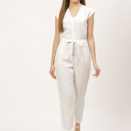 Reistor White Hemp Solid Evening Chai Jumpsuit-picture-12