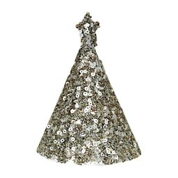 Hind Decor Grey Handcrafted Glittered Christmas Tree Cone-image-91