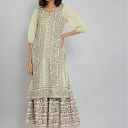 WISHFUL Women Green Ethnic Motifs Printed Kurta-image-16