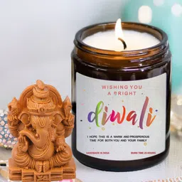 Aromatic Fables White Diwali Festive Gift Candle With Ganesha Idol-image-66
