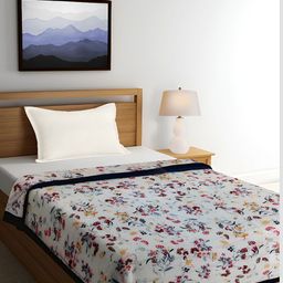 ELAN DREAMS Cream & Red Floral Cotton AC Room 110 GSM Double Bed Dohar-image-30