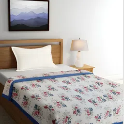 ELAN DREAMS Red & Green Floral Pure Cotton AC Room 110 GSM Single Bed Dohar-image-54