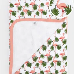 MiArcus Unisex Kids Peach-Coloured & Green Floral Summer 300 GSM Single Bed Blanket-image-9
