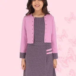CUTECUMBER Girls Mauve & Grey A-Line Dress-image-69