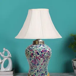 Devansh Off White Glass Traditional Frusturical Shaped Table Lamp-image-46