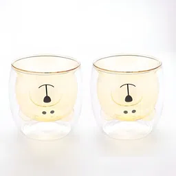 The Better Home Yellow 2 Pcs Double Wall Glass Cups 250ml-picture-17