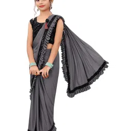 Dhyey Fashion Girls Sequinned Ready to Wear Saree-image-91