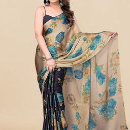 KALINI Floral Poly Chiffon Half and Half Saree-image-76