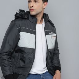 Fort Collins Men Charcoal Colourblocked Padded Detachable Hood Jacket-image-33