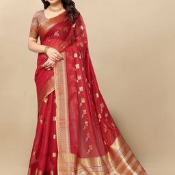 Sidhidata Checked Woven Design Zari Kota Saree-image-81