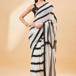 all about you Striped Embellished Pure Georgette Saree-picture-48