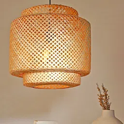 HABERE INDIA Beige Bamboo Pendant Lampshade-picture-32