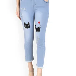A-Okay Girls Comfort Embroidered Cotton Jogger Jeans-picture-18
