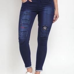 A-Okay Girls Slim Fit Mildly Distressed Light Fade Comfort Cotton Embroidered Jeans-image-78
