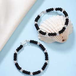 NVR Unisex Kids 4 Brass Handcrafted Rhodium-Plated Link Bracelet-29