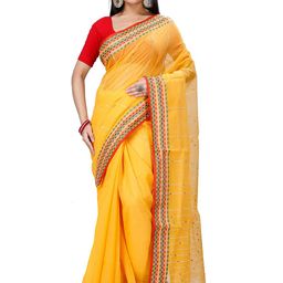 DipDiya Striped Zari Pure Cotton Taant Saree-image-40