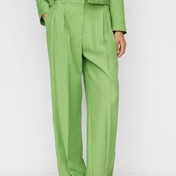 MANGO Women High-Rise Wide Leg Pleated Trousers-image-80