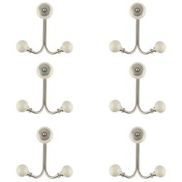 IndianShelf Cream-Coloured 6 Pieces Ceramic Strewn Hangers Wall Mounted Key Hooks-11
