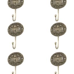 IndianShelf Gold-Toned & Black 6 Pieces Taj Mahal Brass Wall Hooks-image-9