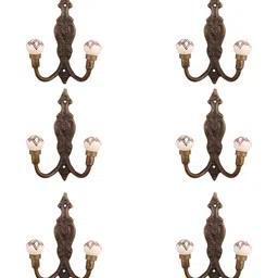 IndianShelf Pink 6 Pieces Ceramic Floral Hangers For Clothes Wall Mounted Key Holders-image-42