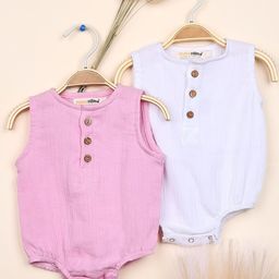 Moms Home Pack of 2 Infants Sleeveless Bodysuits-54