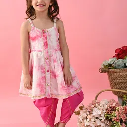 SAKA DESIGNS Girls Dyed A-Line Kurta With Dhoti Pants-image-73