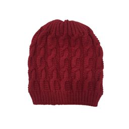 Gajraj Unisex Red Cable Knit Winter Acrylic Beanie-82