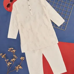 indus route by Pantaloons Boys Floral Embroidered Beads and Stones Kurta with Pyjamas-53