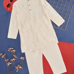 indus route by Pantaloons Boys Floral Embroidered Kurta with Pyjamas-image-47
